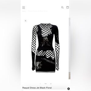 COPY - Poster girl Raquel dress black rhinestone long sleeve